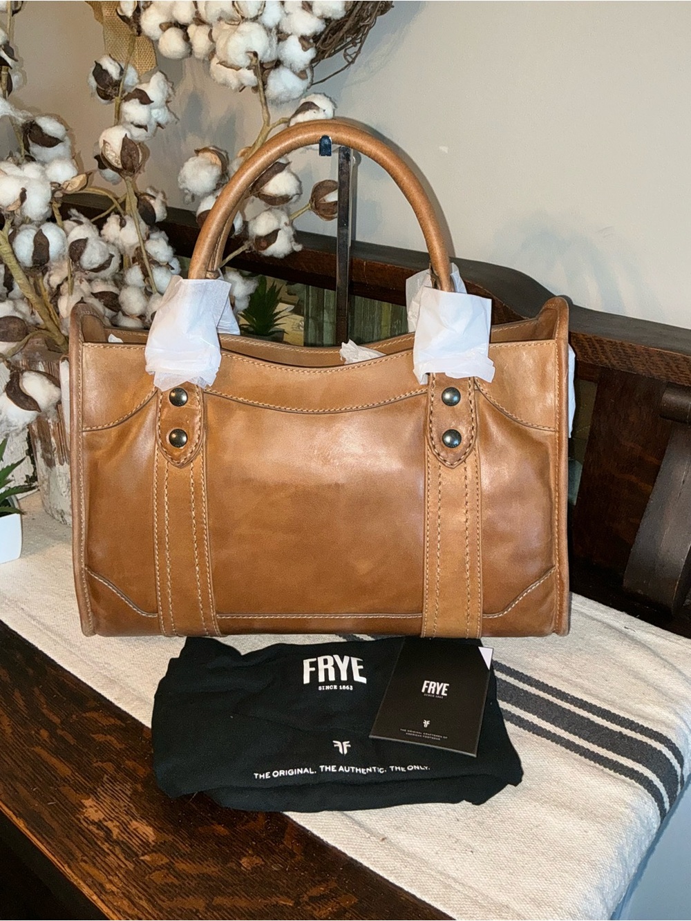 Frye Tan Leather Satchel - Picture 2 of 12